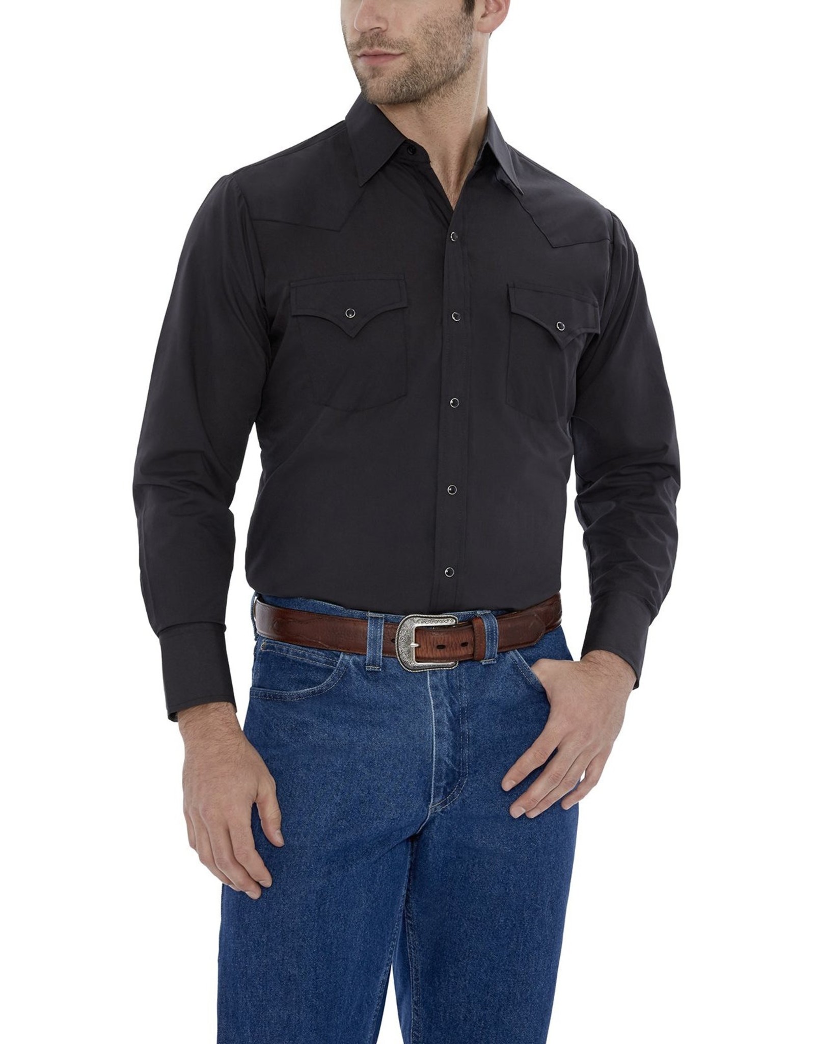 Ely Mens Long Sleeve Shirt in Black Sz. XL 15201905-89