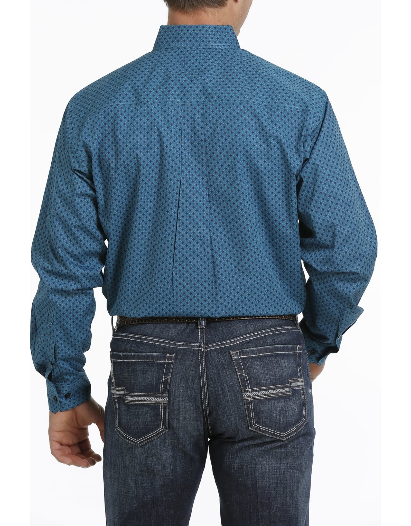 Cinch Mens Teal Print MTW1105306 Long Sleeve Shirt