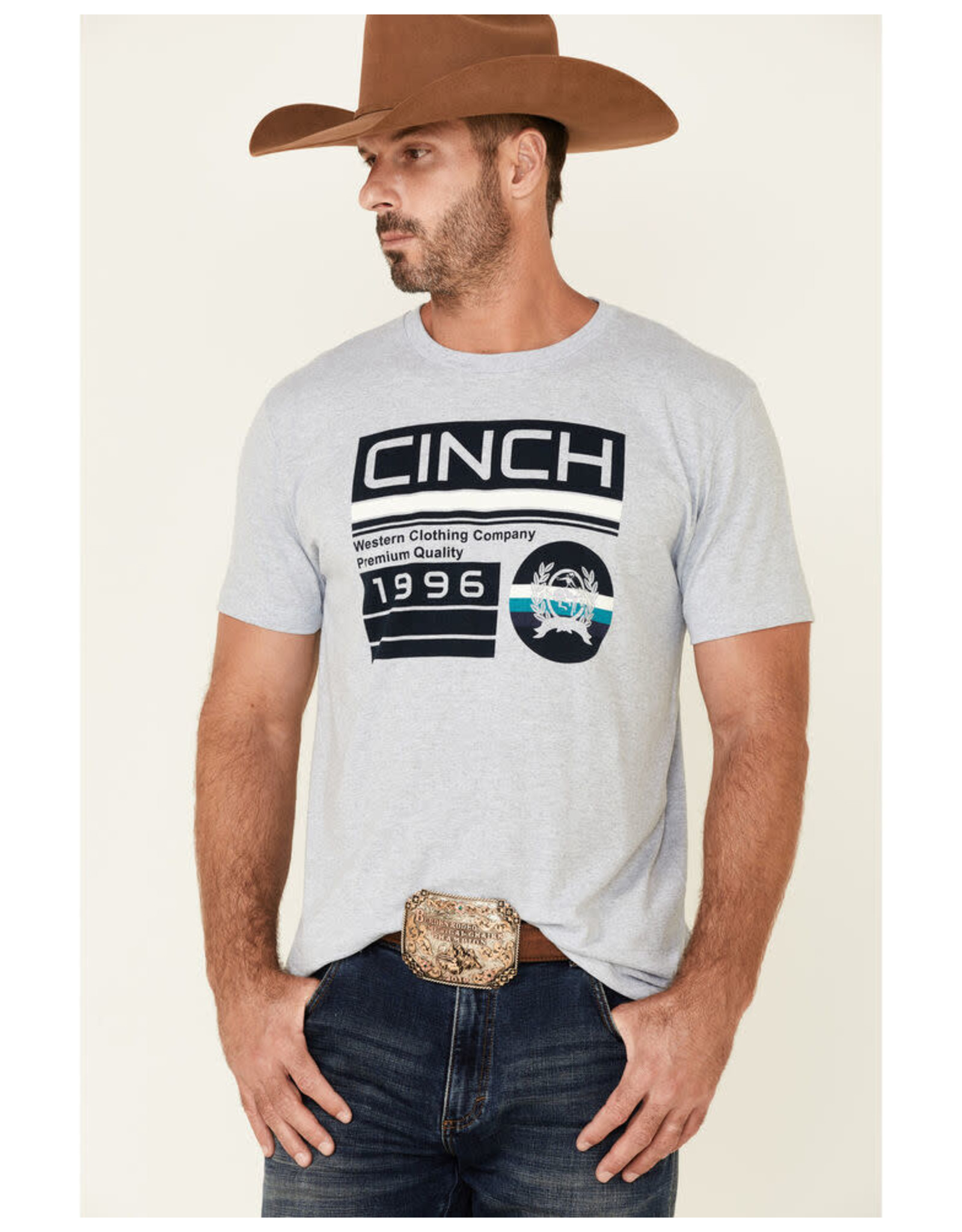 Cinch Men's Heather Gray Logo MTT1690463 T-Shirt