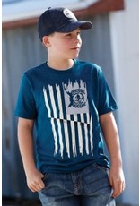 Cinch Cinch Boys American Flag Logo MTT7670110 Heather Teal Tee