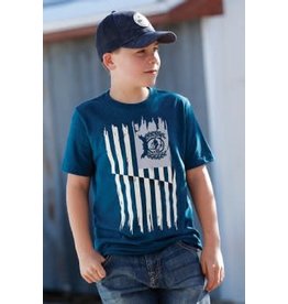 Cinch Cinch Boys American Flag Logo MTT7670110 Heather Teal Tee