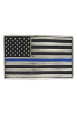 Montana Silversmiths Attitude Buckles Blue Line American Flag Belt Buckle A644TBL