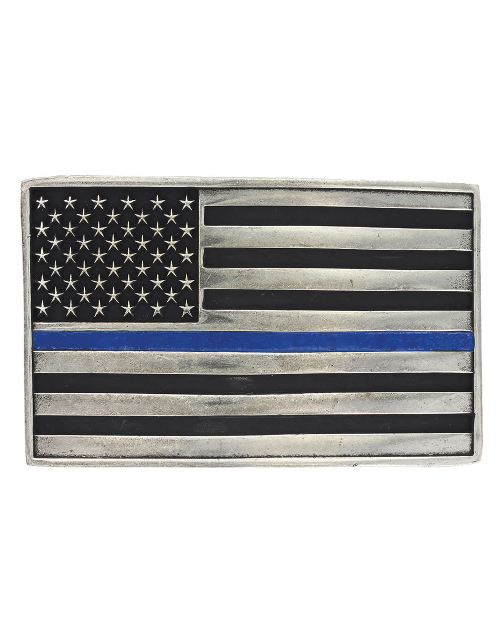 Montana Silversmiths Attitude Buckles Blue Line American Flag Belt Buckle A644TBL