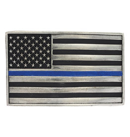 Montana Silversmiths Attitude Buckles Blue Line American Flag Belt Buckle A644TBL