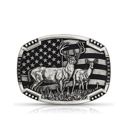 Attitude Jewelry Attitude Whitetail Deer Flag A785S Belt Buckle