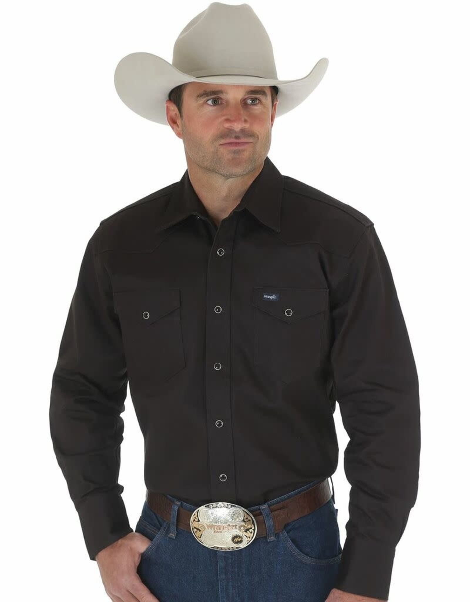 Wrangler Men's Black Pearl Snap MS70819 Long Sleeve Shirt