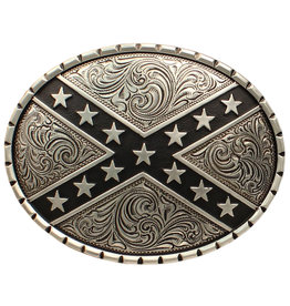 Nocona Nocona Rebel Flag Silver Buckle 37922