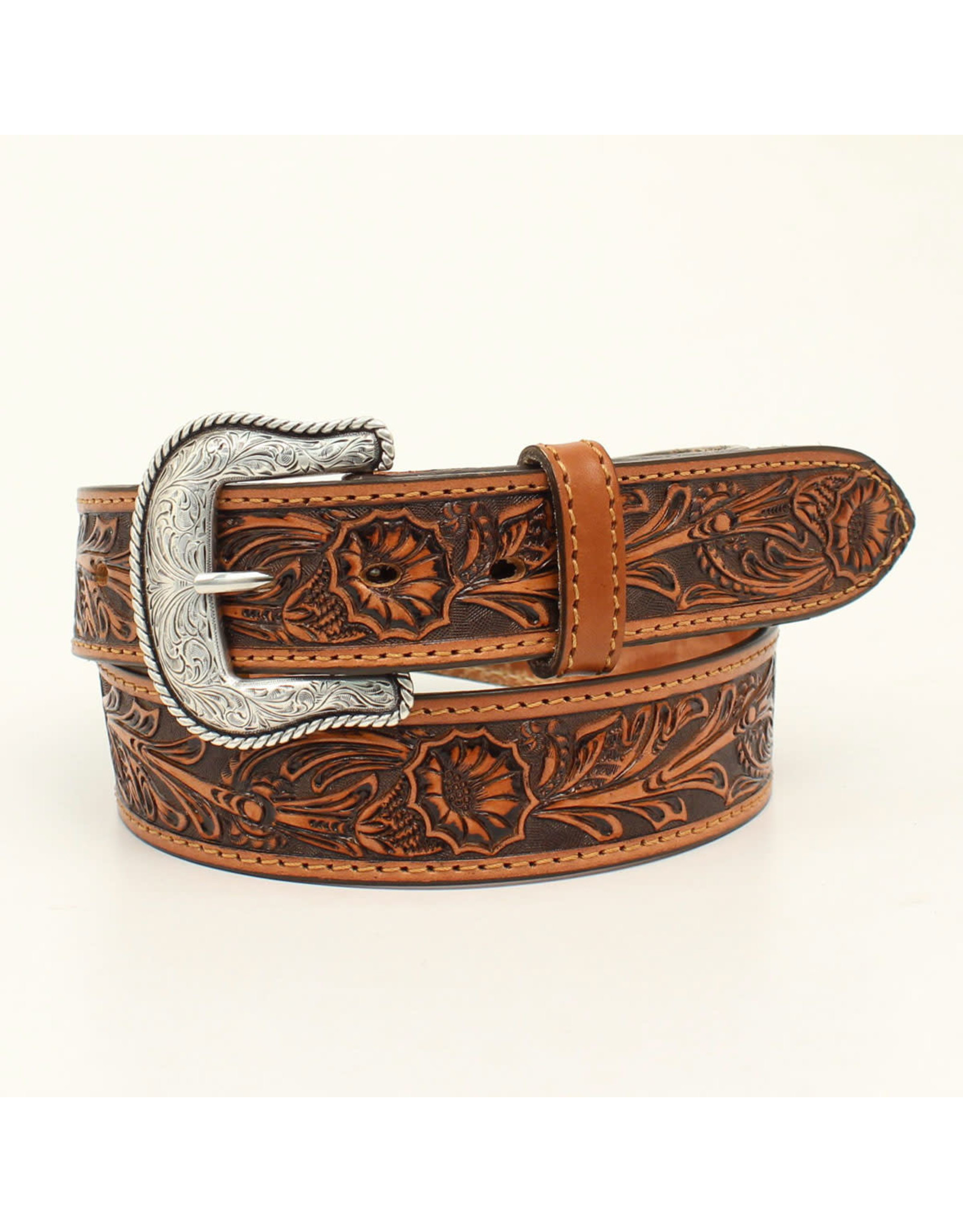 Nocona Nocona Brown Floral Tooled Belt N2300508