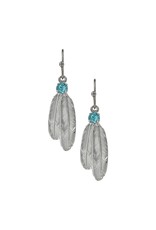 Montana Silversmiths Montana Silversmiths Prairie Dancer Silver Feather Earrings with Swarovski Crystals ER3712LTQ