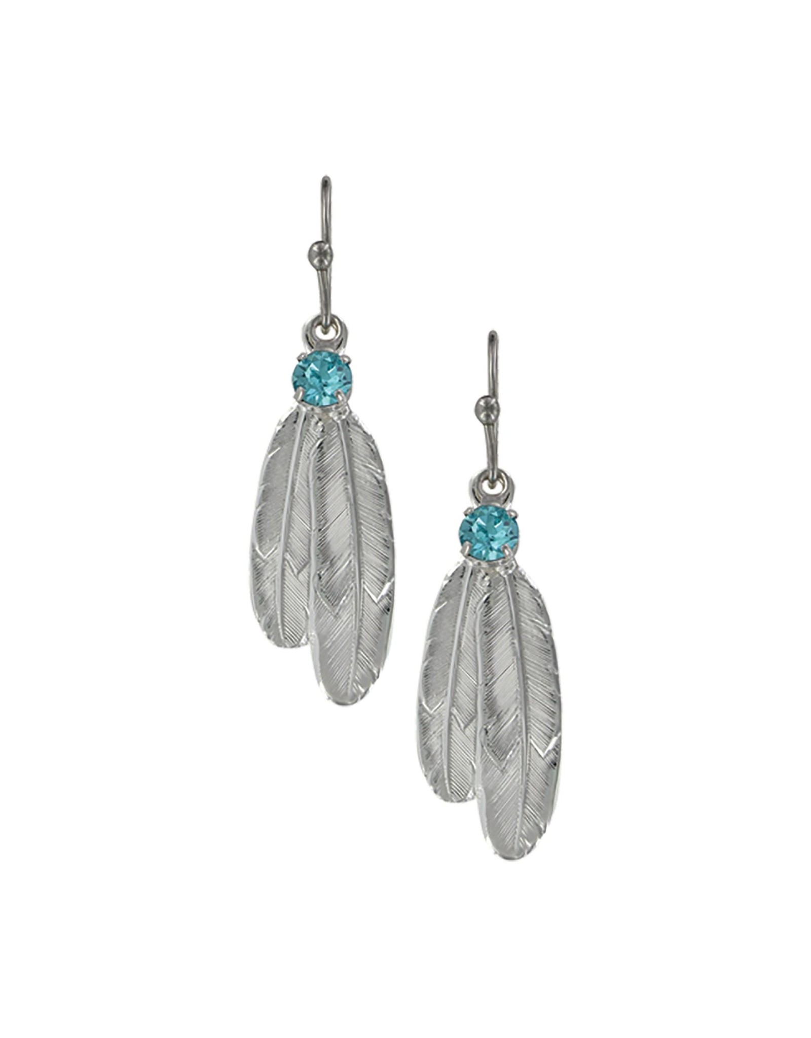 Montana Silversmiths Montana Silversmiths Prairie Dancer Silver Feather Earrings with Swarovski Crystals ER3712LTQ