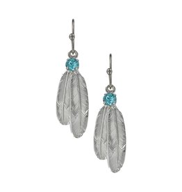Montana Silversmiths Montana Silversmiths Prairie Dancer Silver Feather Earrings with Swarovski Crystals ER3712LTQ