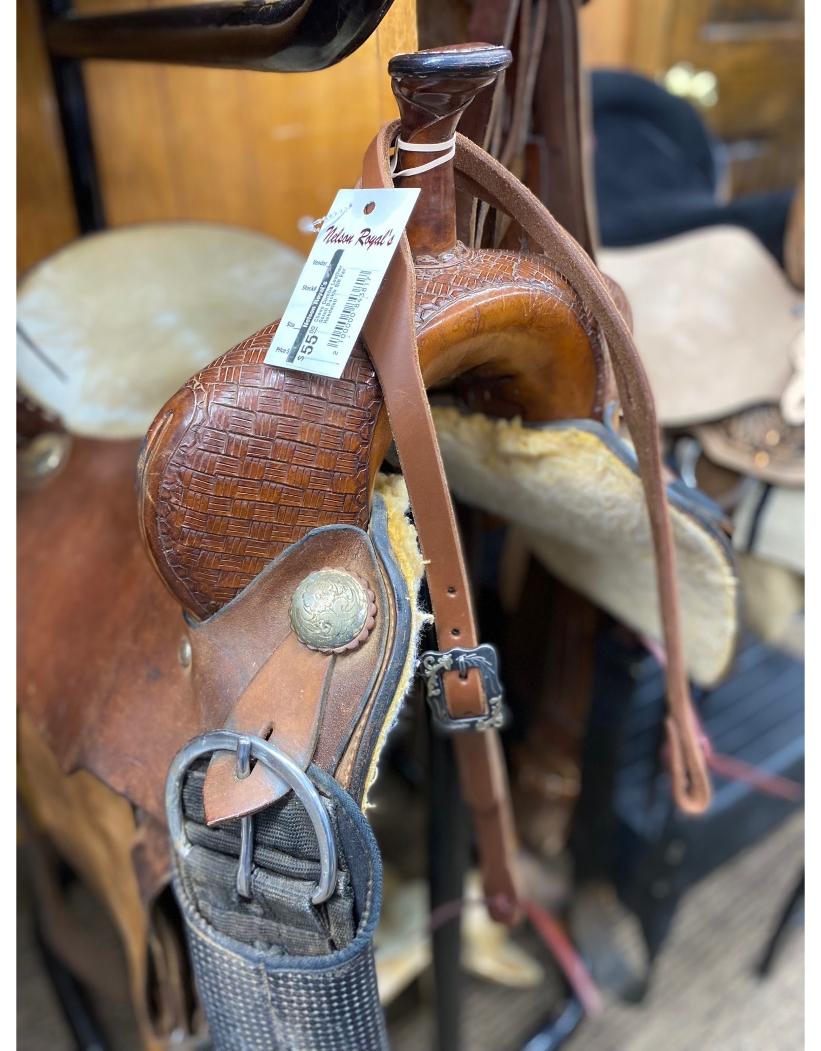 Chase Combs Leather Scroll Buckle Slit Ear Headstall