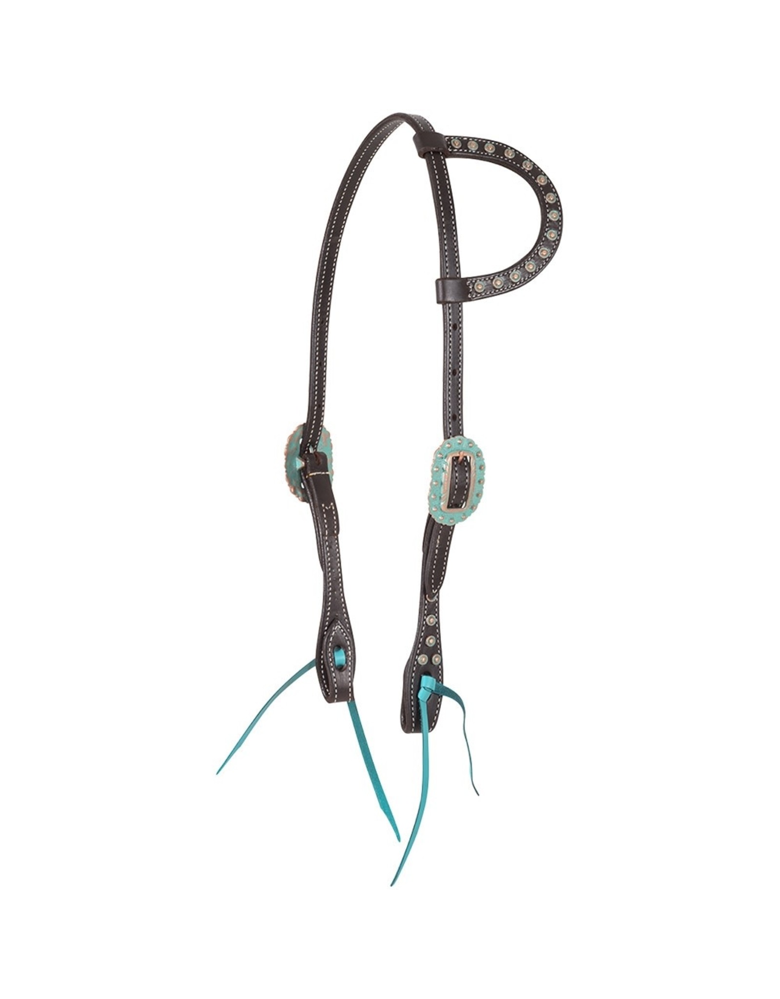 Martin Martin Saddlery Slip Ear Turquoise/Copper Dot Buckles HF19ATD Headstall