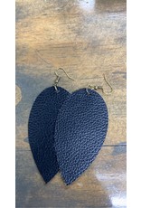 GritsNGrace Black Teardrop Leather Earrings