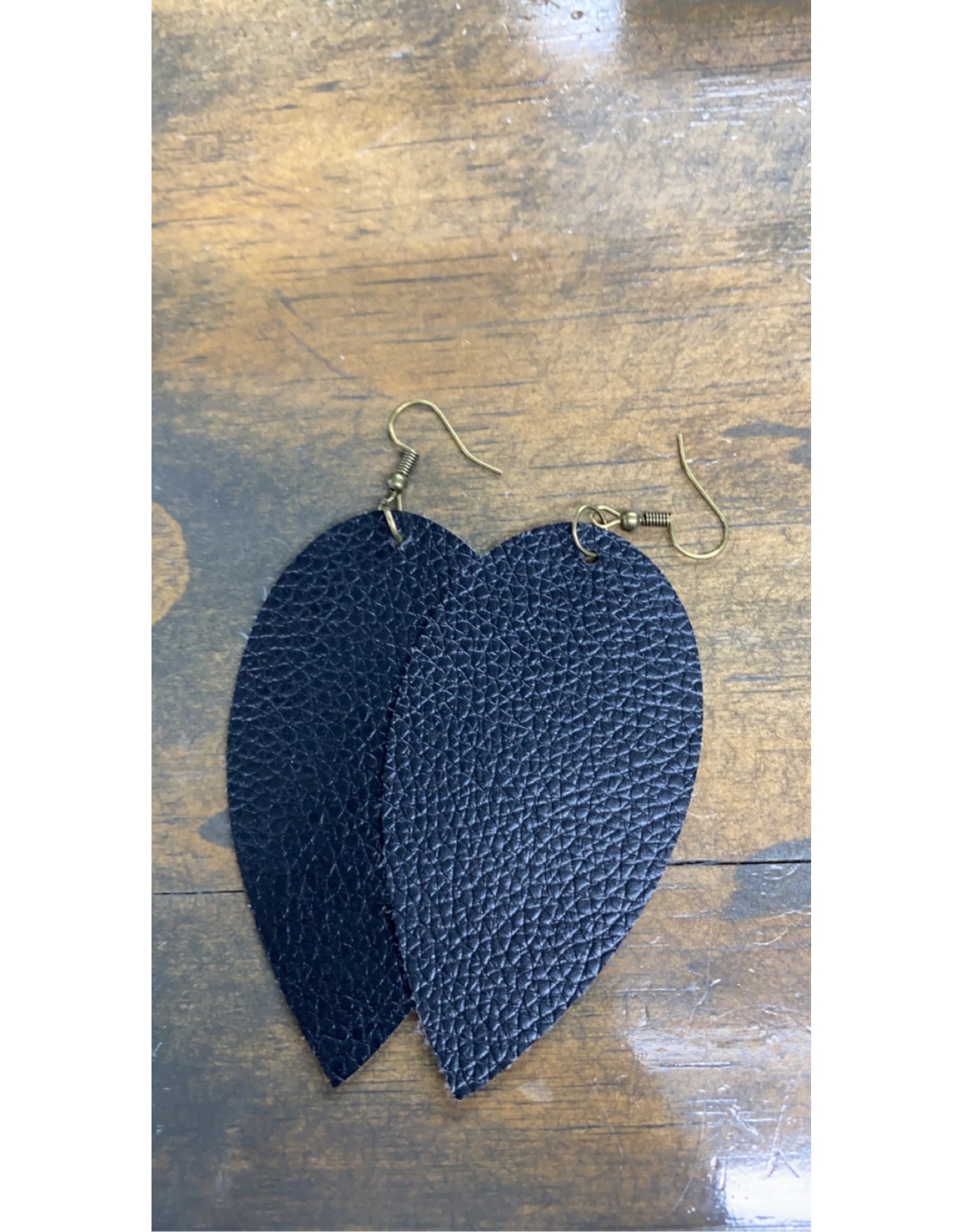 GritsNGrace Black Teardrop Leather Earrings