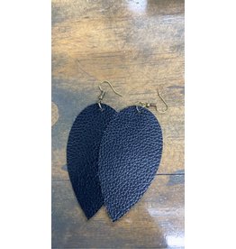 GritsNGrace Black Teardrop Leather Earrings