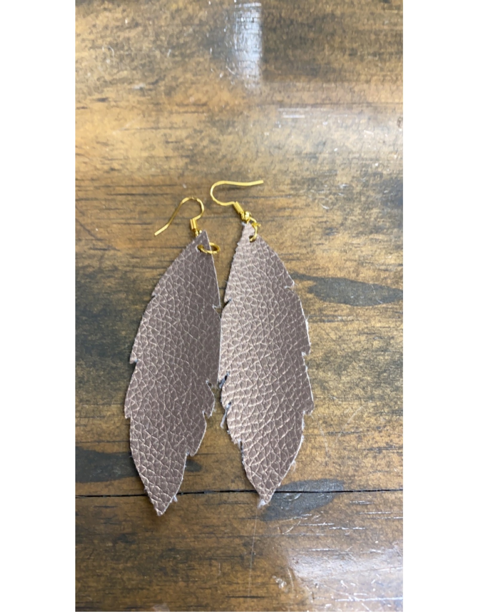 GritsNGrace Gold Feather Leather Earrings