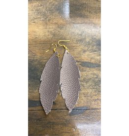 Twisted Feather Gold Feather Leather Earrings