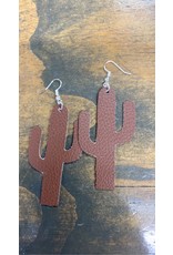 Twisted Feather Cactus Leather Earrings