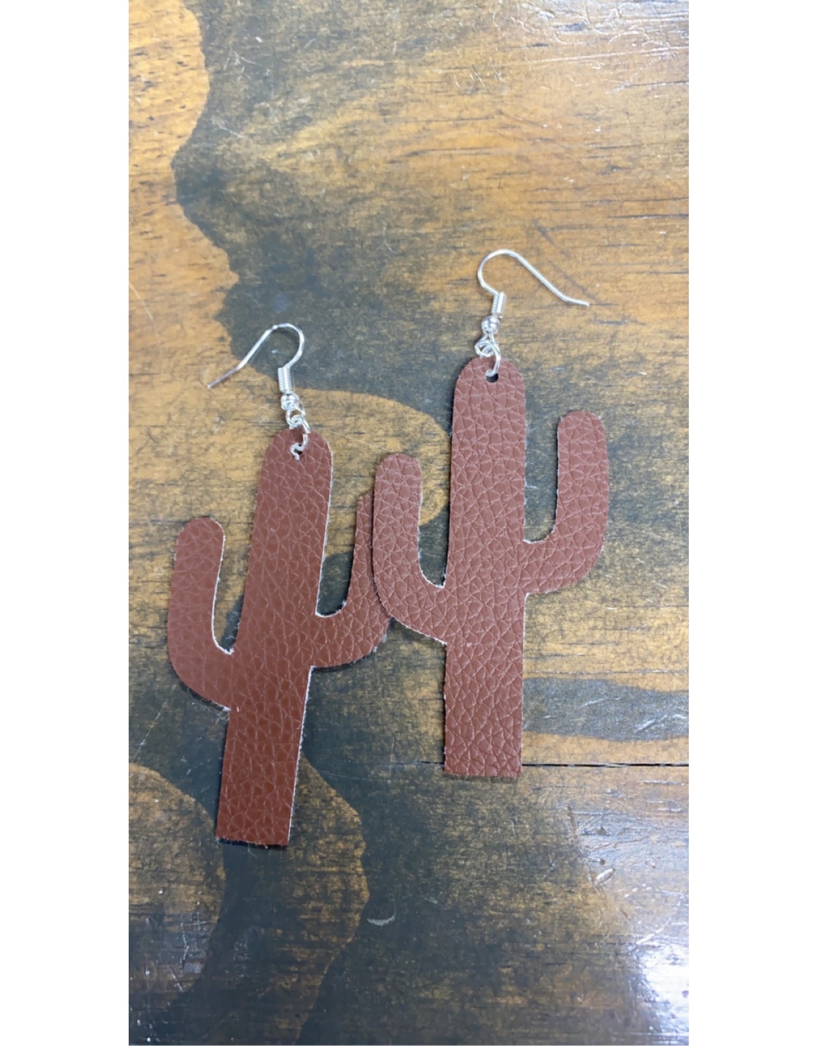 Twisted Feather Cactus Leather Earrings
