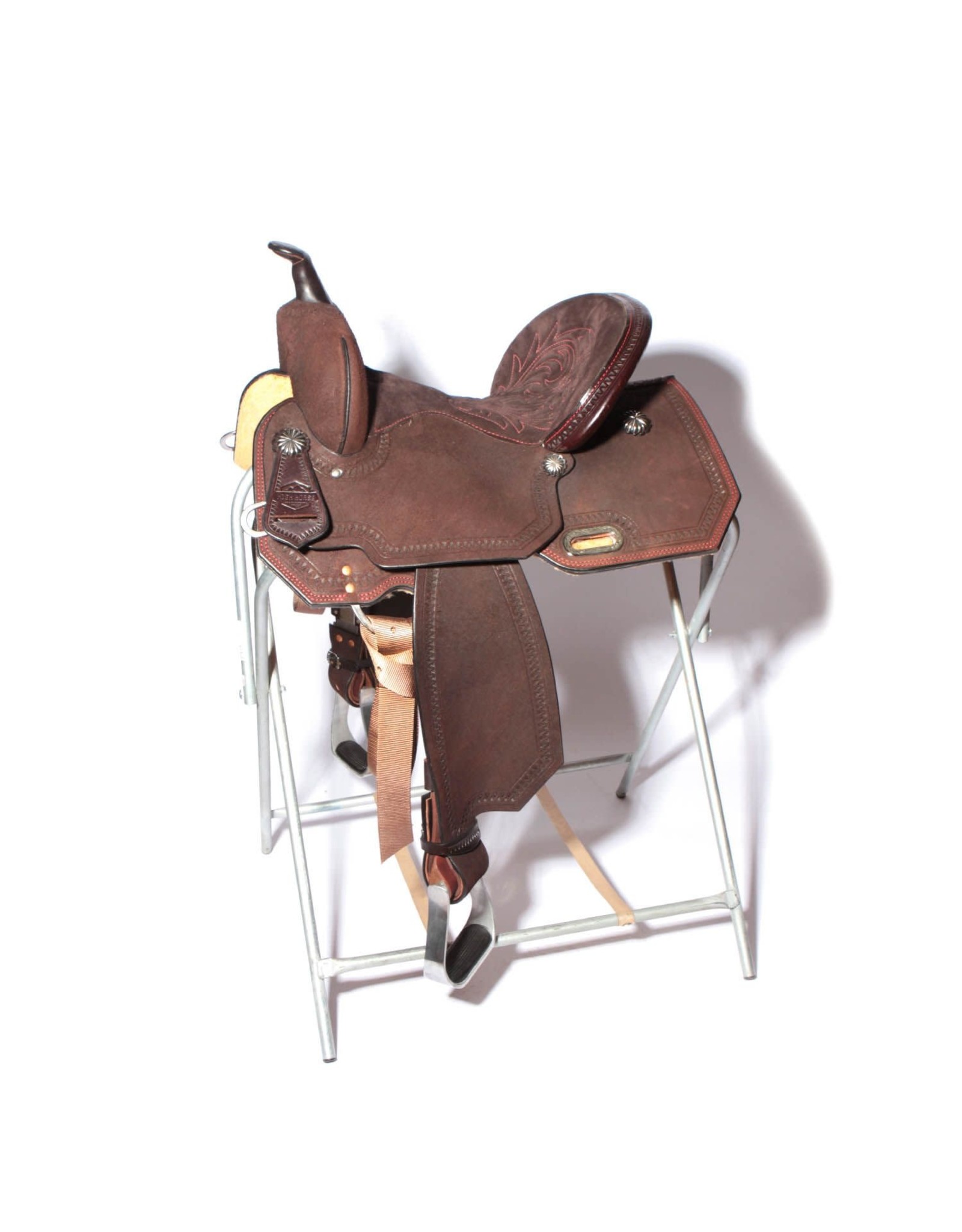High Horse Circle Y  Leona Chocolate Stitched 15" Seat, Wide Tree SP6230-750C-05 Barrel Saddle