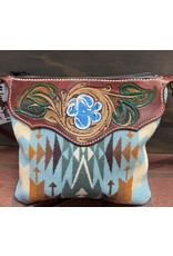 Chase Combs Leather Turquoise Pendleton Handtooled Purse