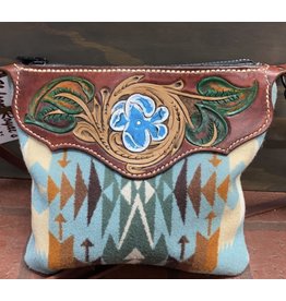 Chase Combs Leather Turquoise Pendleton Handtooled Purse