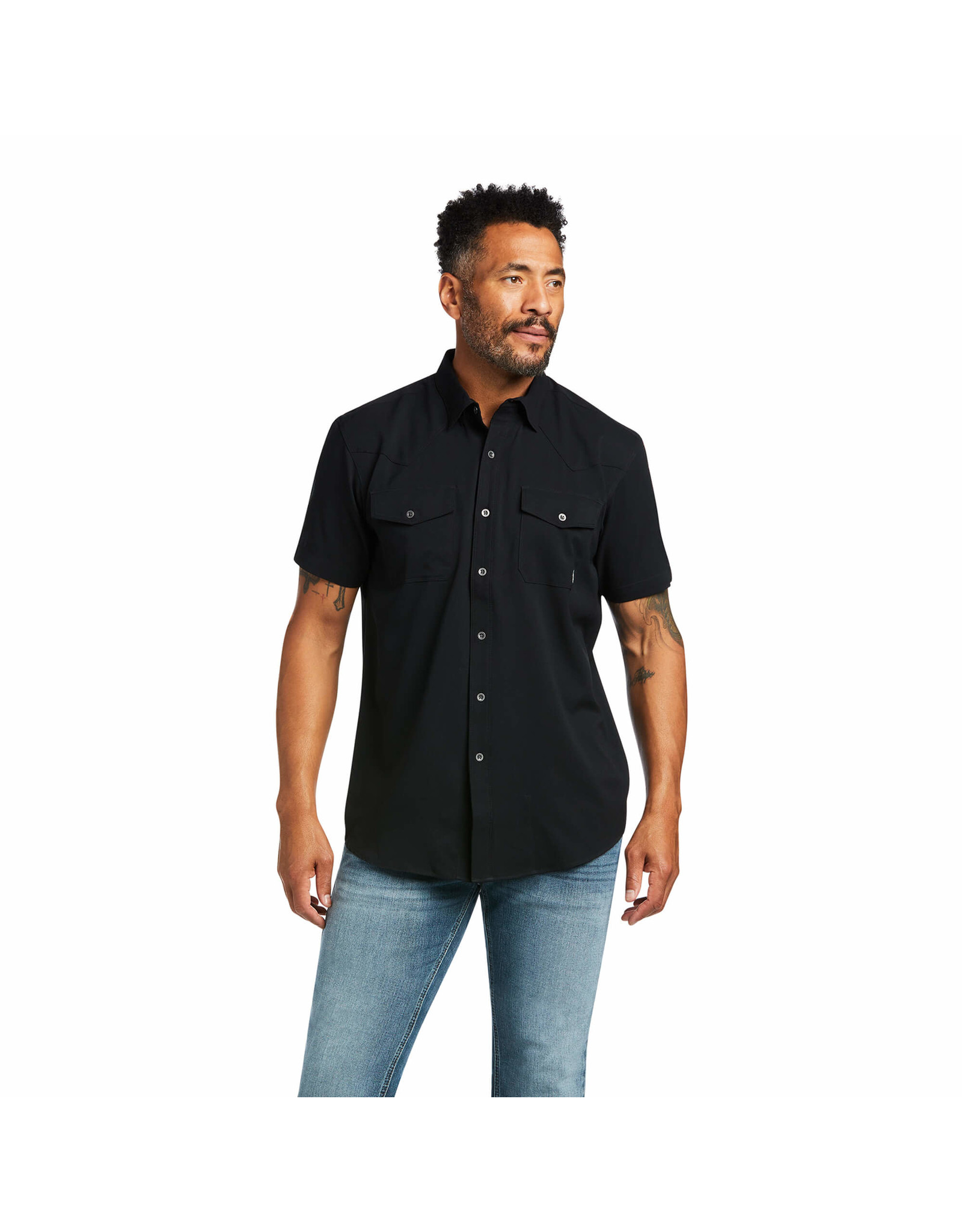 Ariat Mens VentTek FTD Black 10039572 Short Sleeve Button Down Shirt