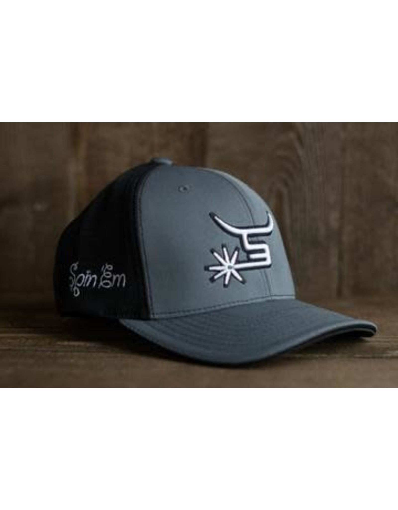 Spin Em Spin Em Rodeo "Renegade" Charcoal/White Logo Flex Fit S/M Cap