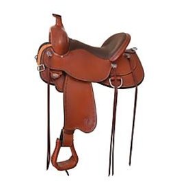 Circle Y Alpine Medium Oil Flex 2 17" Seat, Wide Tree  with Border Tooling 2377-8704-05 Trail Saddle