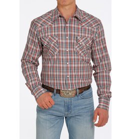 Cinch Men's MTW1301056 Orange Plaid Long Sleeve Shirt