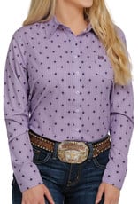 Cinch Ladies Long Sleeve MSW9163006 Lavendar Dot Print Shirt