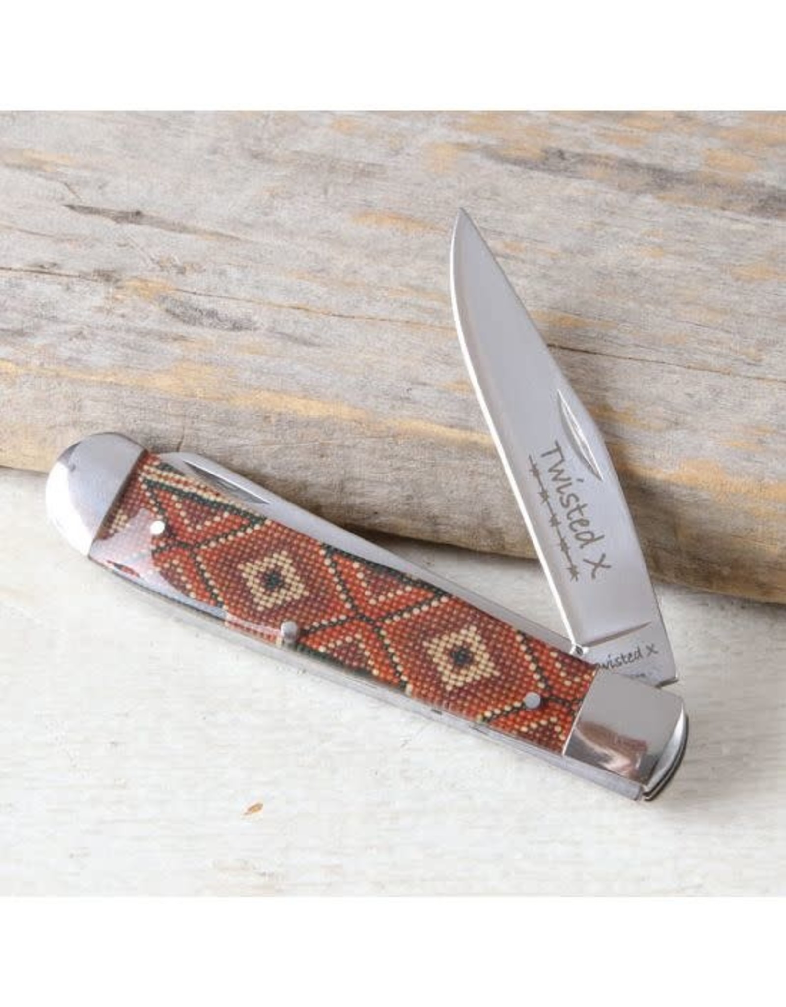 Twisted X Twisted X XK307 Brown Beaded Handle Pocketknife