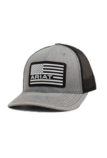 Ariat Gray/Blk Flag Logo A300012706 Ball Cap