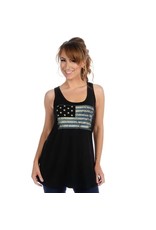 Liberty Wear Womens Black Lace 7559 Teal American Flag Tank