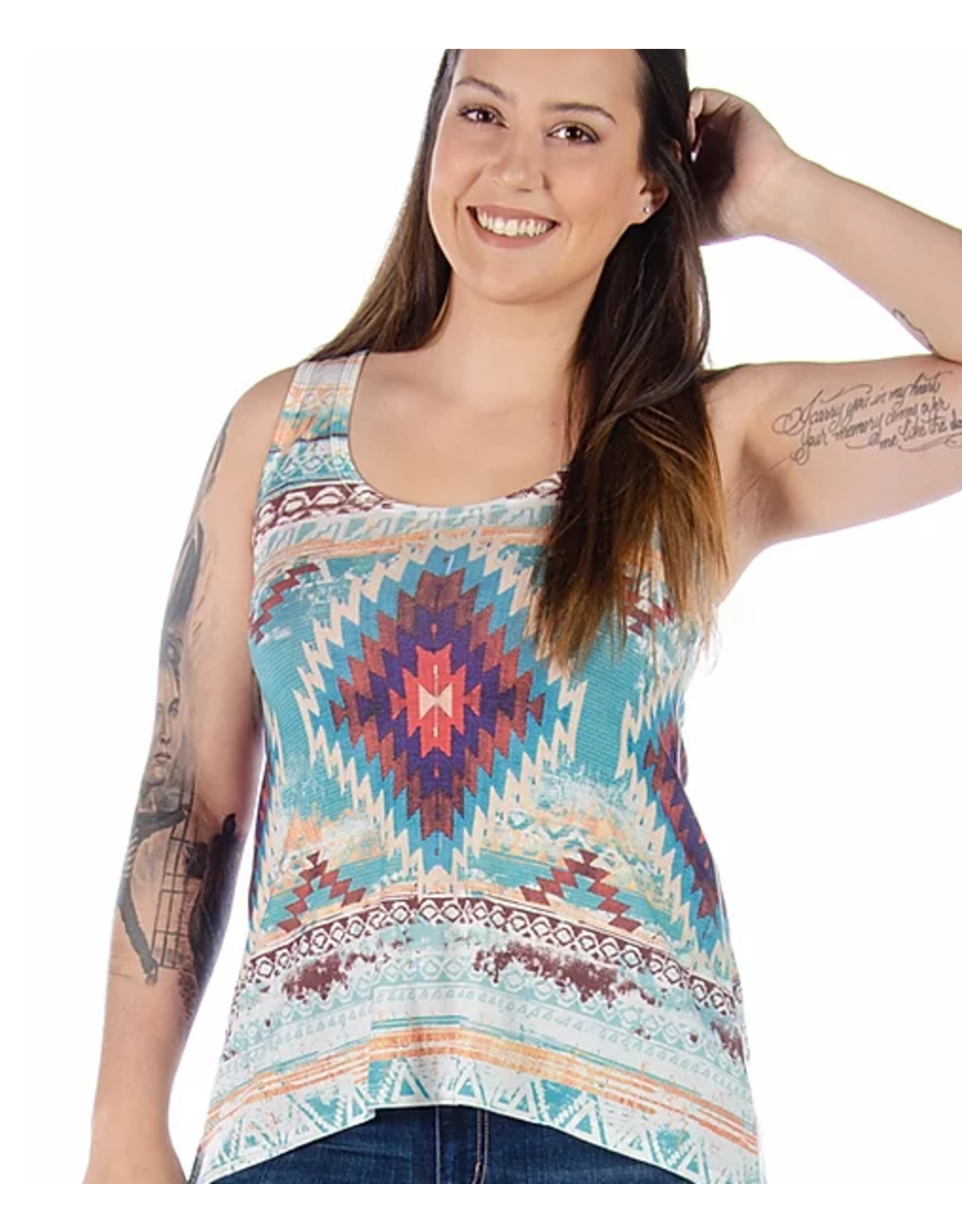 Liberty Wear Women's Aztec Lace Back 7506 Tank