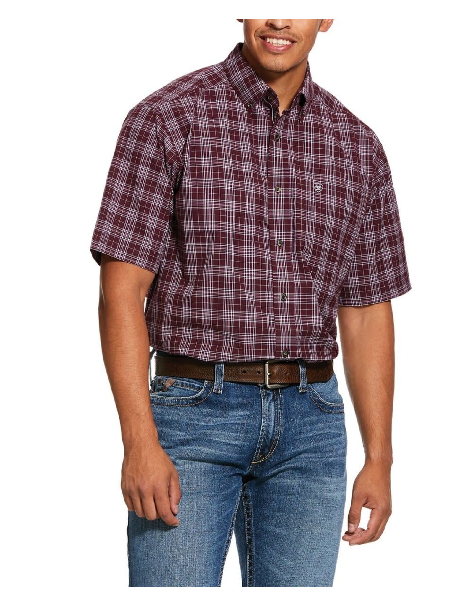 Ariat Men’s Fallbrook Plum 10030676 Short Sleeve Button Down Shirt Sz LG