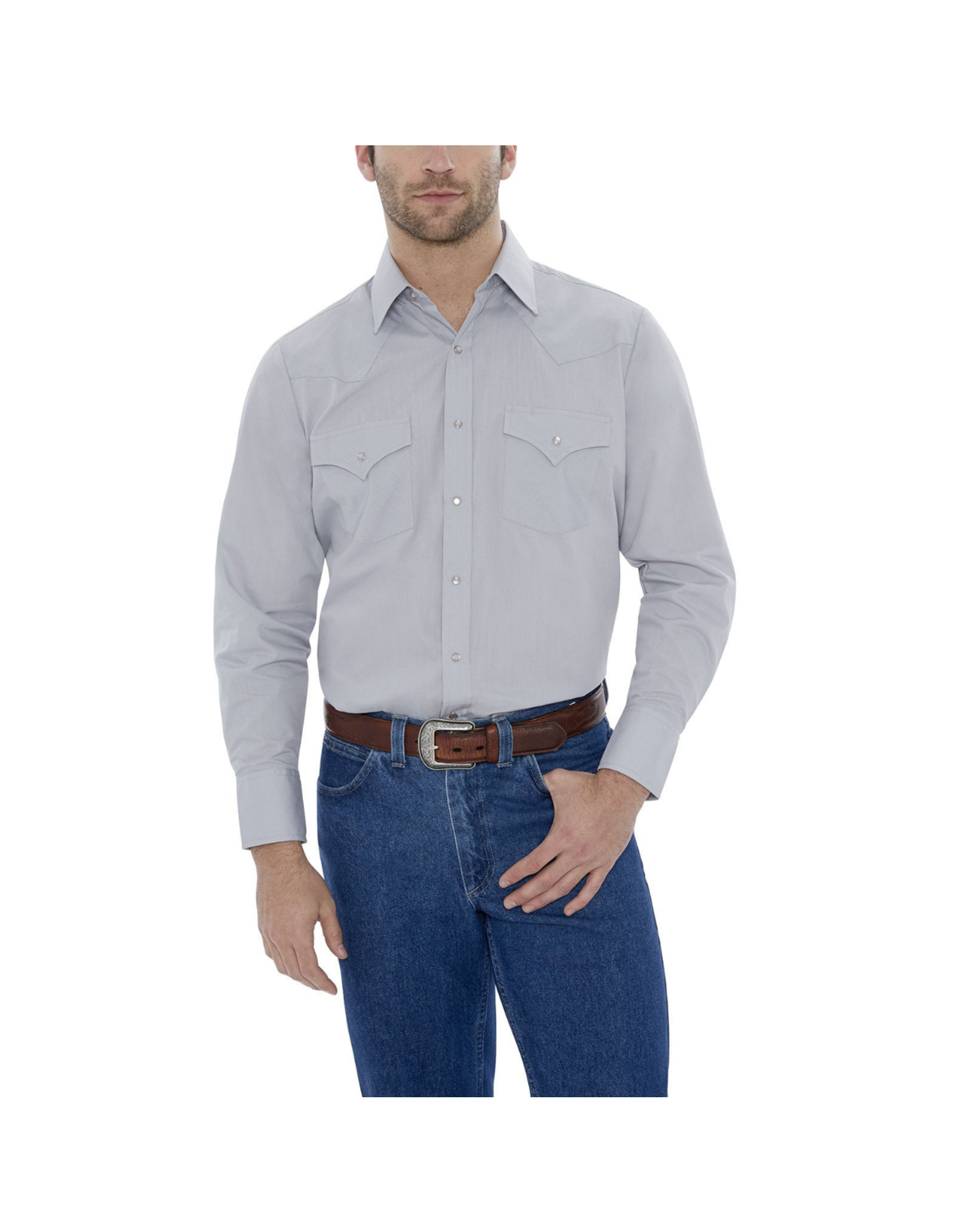 Ely Walker Ely Mens Grey Long Sleeved Pearl Snap Shirt 15201905-80