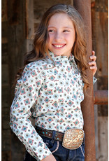 Cruel Girl Kid’s Light Blue Squash Blossom Pattern Long Sleeve CTW3230035 Western Shirt