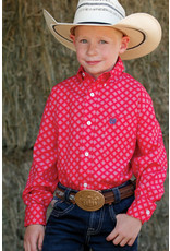 Cinch Cinch Boys Red Diamond Pattern MTW7060284 Long Sleeve Shirt