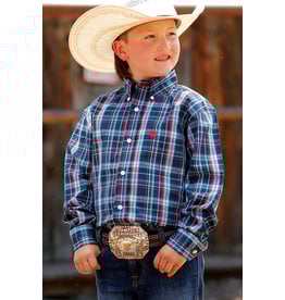 Cinch Cinch Boys Red/White/Blue Plaid Long Sleeve Shirt MTW7060283
