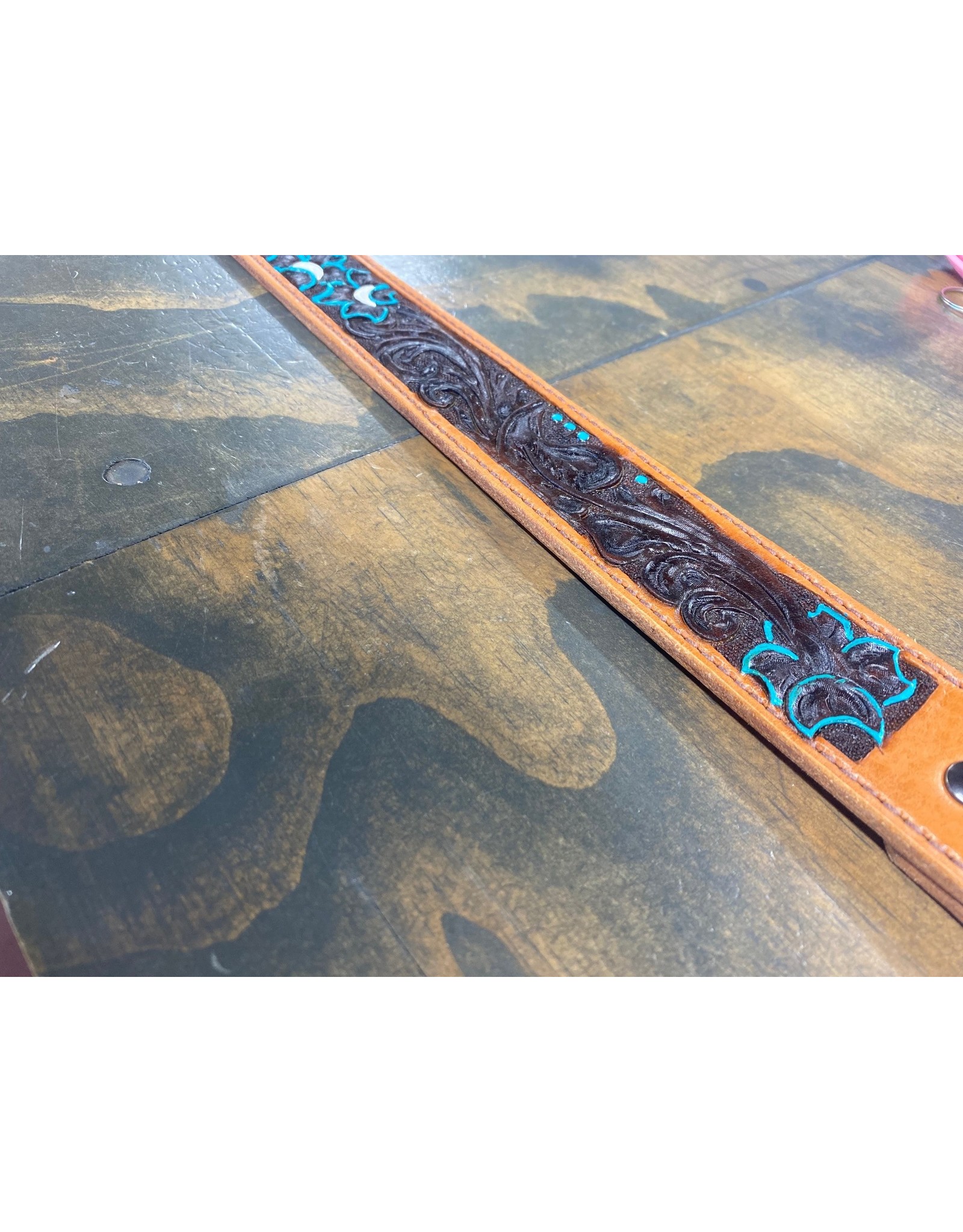 Chase Combs Leather 2 Cs Leatherworks Custom Painted Medium Oil/Walnut 33" Belt