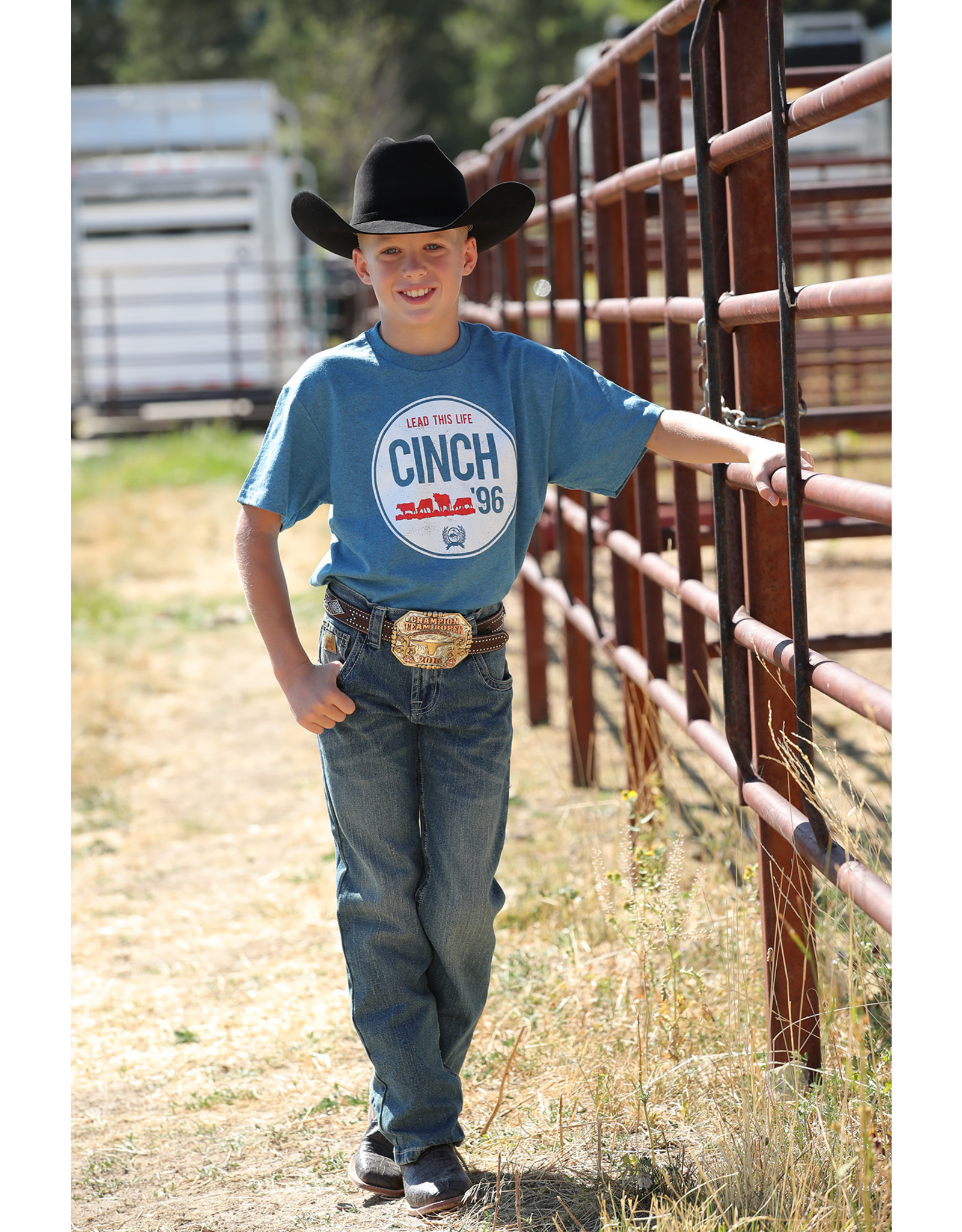Cinch Cinch Lead This Life Herd Shot MTT7670120 BLU Kids Tee