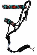 Showman Showman Turquoise Cross/Aztec Beaded Black Rope Halter 16503