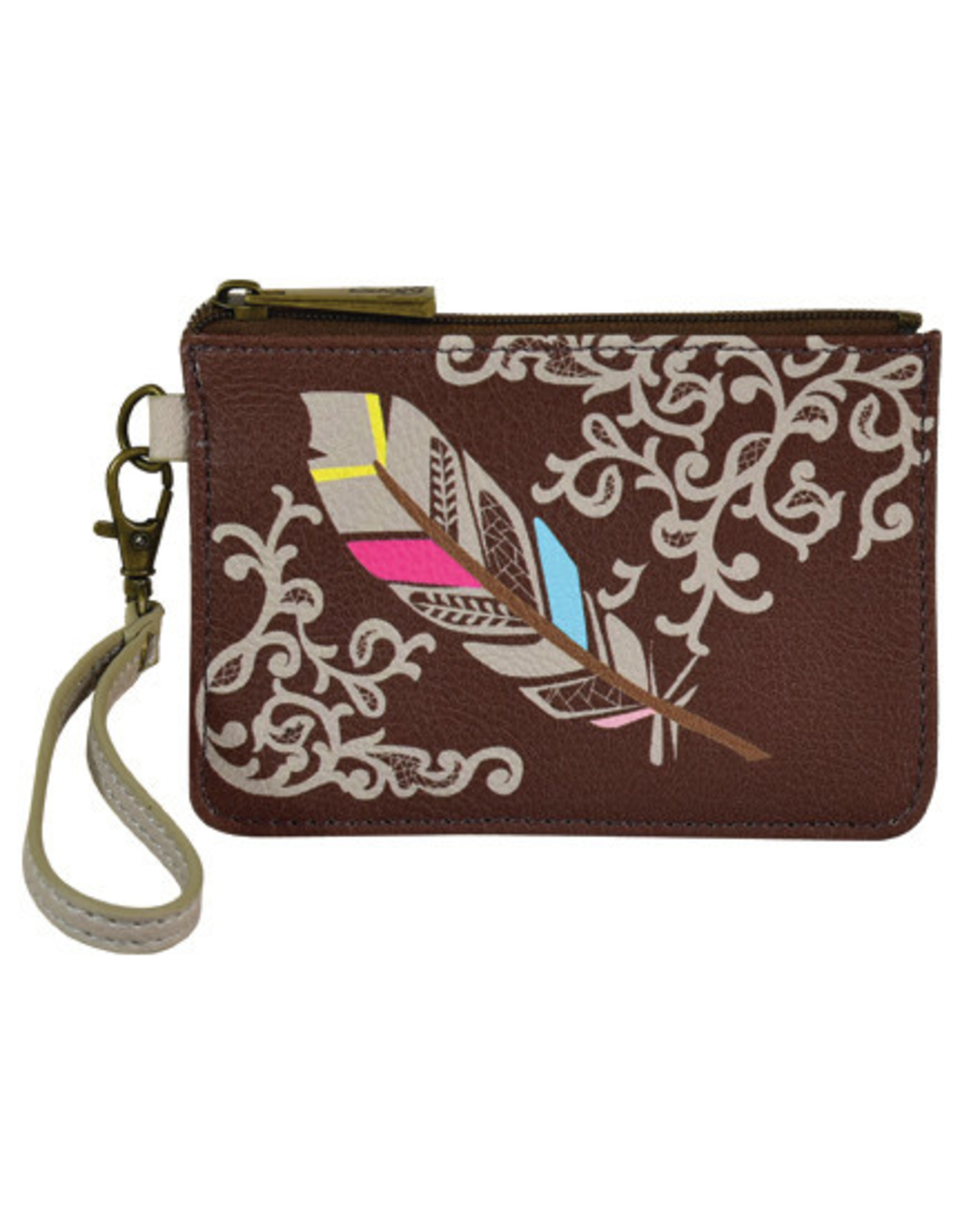 Catchfly Catchfly Brown Feather 2160625BRN Mini Wallet