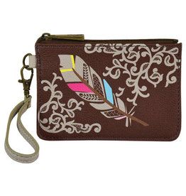 Catchfly Catchfly Brown Feather 2160625BRN Mini Wallet