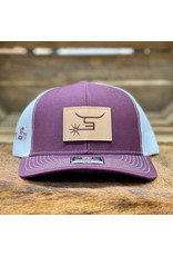 Spin Em Spin Em "Rambler" Burgundy/White Leather Patch Cap