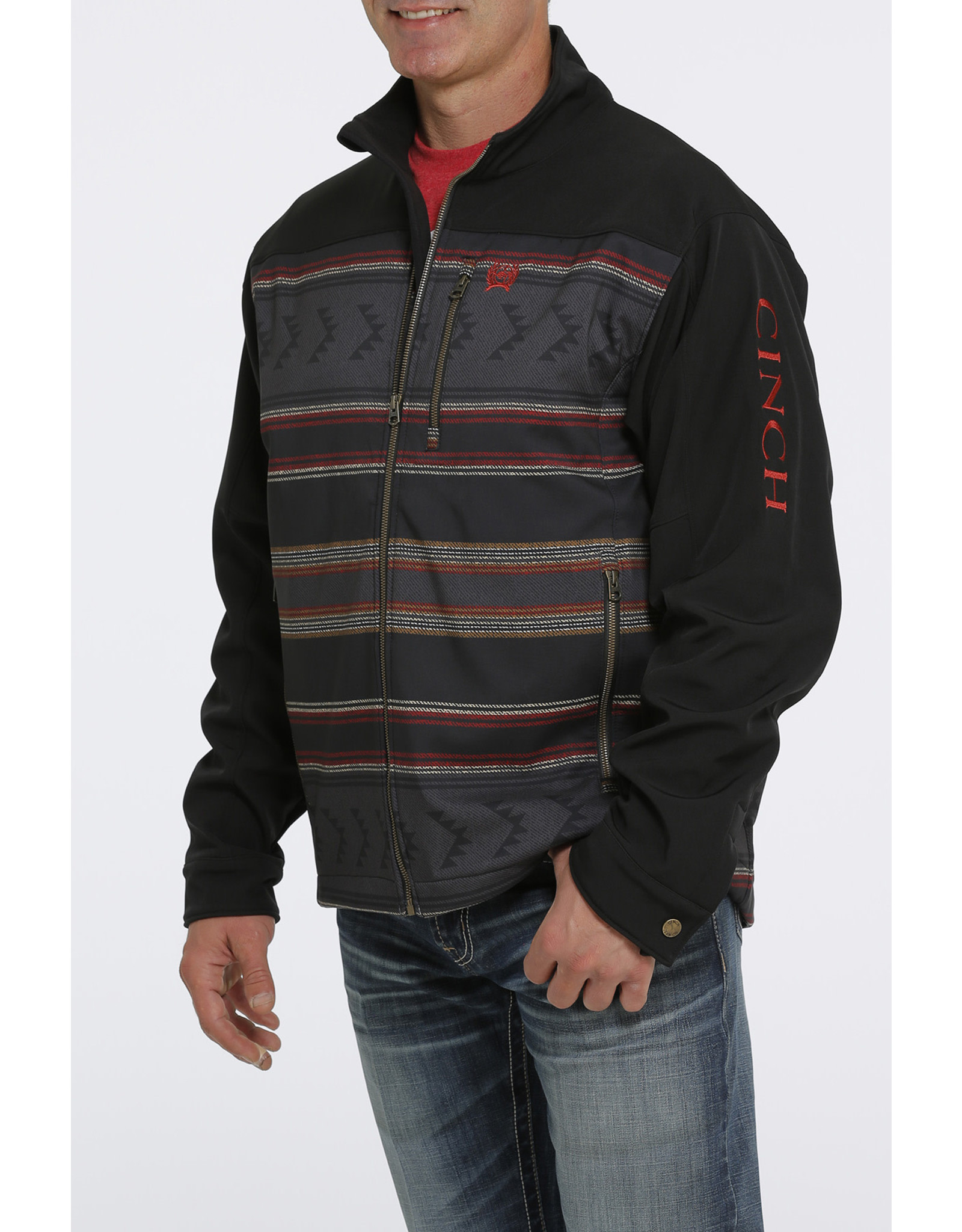 Cinch Men’s Black/Red Aztec Print Concealed Carry MWJ1538002 Bonded Jacket