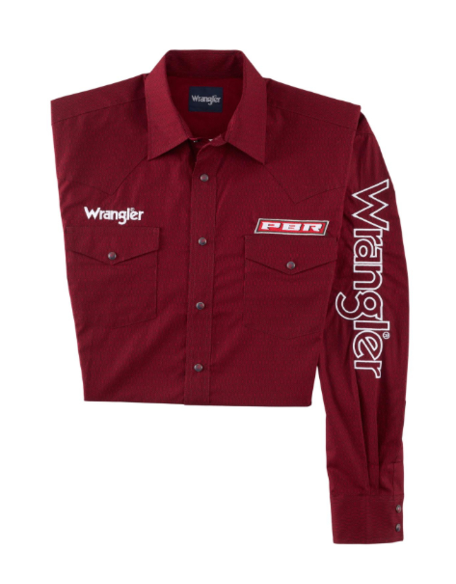 Wrangler Men's Red Geo Print Long Sleeve 112318486 Pearl Snap Shirt