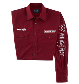 Wrangler Men's Red Geo Print Long Sleeve 112318486 Pearl Snap Shirt